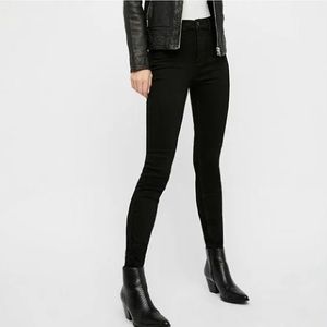 NWT Free People Long and Lean High Waist Denim Leggings in Black - 27